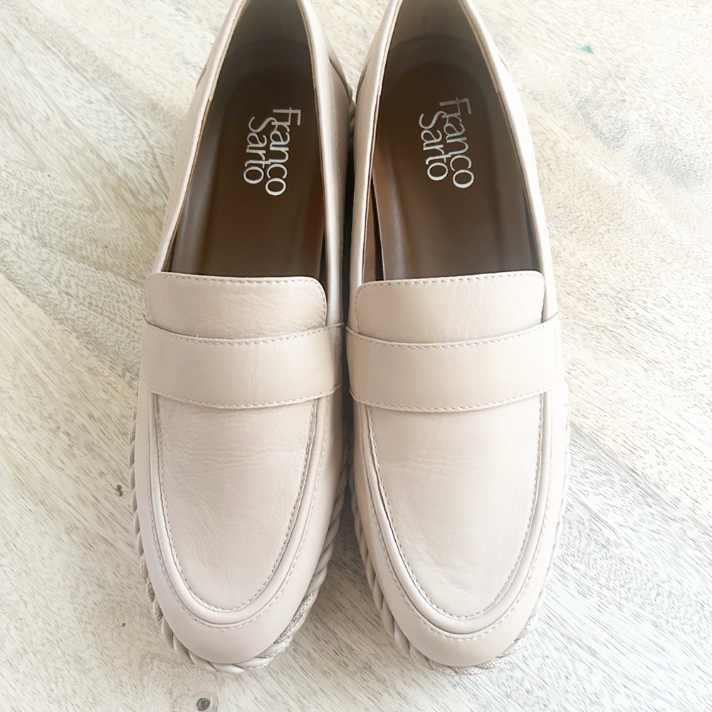 Franco Sarto Women's Beige Leather Loafers